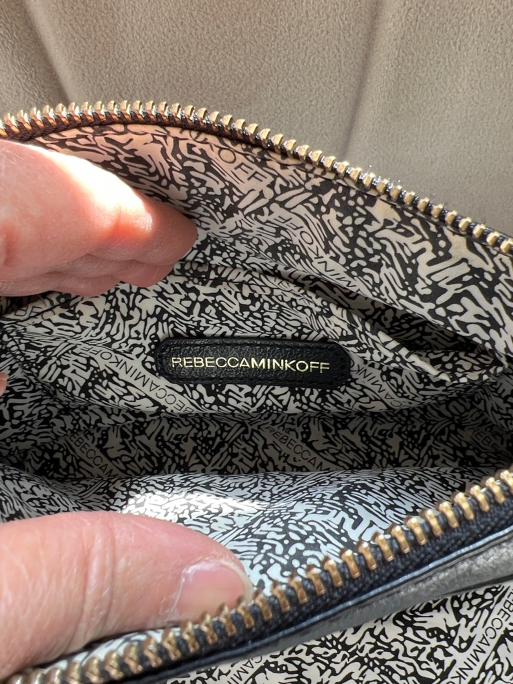 Rebecca Minkoff Black Leather Crossbody with Gold Chain - Picture 4 of 7
